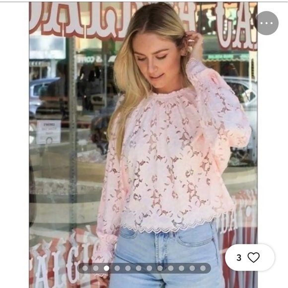 Free People Olivia Lace Top in Light Pink size large - Picture 2 of 12